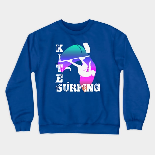 Kite Surfing WIth Freestyle Kitesurfer And Kite 17 Crewneck Sweatshirt by taiche